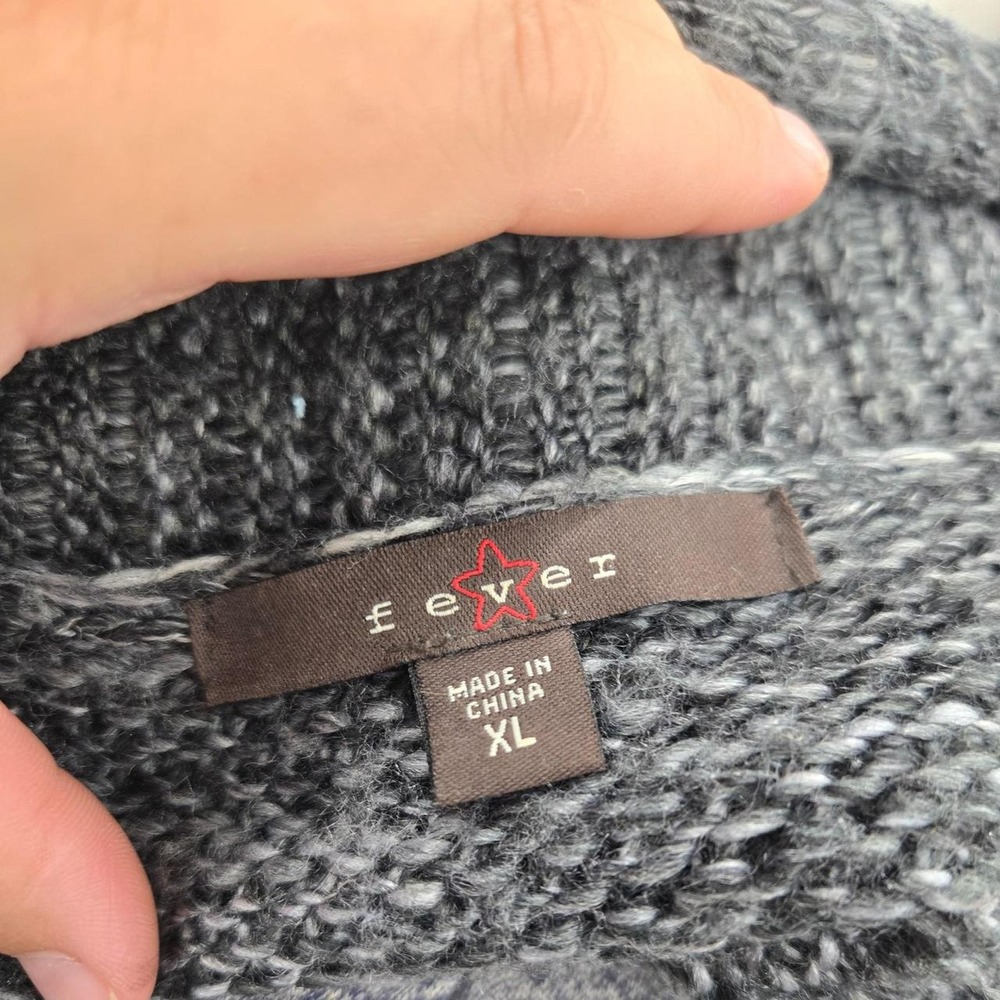 Womans Gray Black Marled Knit Cardigan XL - Picture 7 of 8